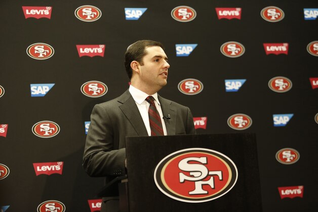SANTA CLARA, CA - JANUARY 15: CEO Jed York addresses the media at Levi's Stadium on January 15, 2015 in Santa Clara, California. The San Francisco 49ers announced Jim Tomsula as their new head coach to replace Jim Harbaugh. (Photo by Michael Zagaris/San Francisco 49ers/Getty Images)