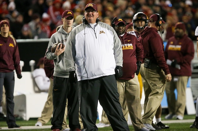 MADISON, WI - NOVEMBER 26:  Head coach Tracy Claeys of the Minnesota Golden Gophers stands on the field in the third quarter against the Wisconsin Badgers at Camp Randall Stadium on November 26, 2016 in Madison, Wisconsin. (Photo by Dylan Buell/Getty Images)