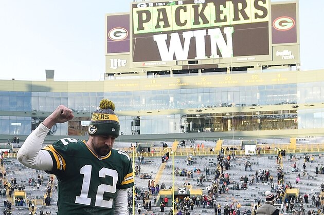 GREEN BAY, WI - DECEMBER 24:  Aaron Rodgers #12 of the Green Bay Packers leaves the field following a game against the Minnesota Vikings at Lambeau Field on December 24, 2016 in Green Bay, Wisconsin.  The Packers defeated the Vikings 38-25.  (Photo by Stacy Revere/Getty Images)