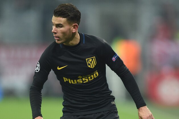 Atletico Madrid's French defender Lucas Hernandez plays the ball during the UEFA Champions League group D match between FC Bayern Munich and Atletico Madrid in the stadium in Munich, southern Germany, on December 6, 2016. / AFP / CHRISTOF STACHE        (Photo credit should read CHRISTOF STACHE/AFP/Getty Images)