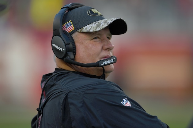 SANTA CLARA, CA - JANUARY 01:  Head coach Chip Kelly of the San Francisco 49ers looks on from the sidelines against the Seattle Seahawks during the first quarter of their NFL football game at Levi's Stadium on January 1, 2017 in Santa Clara, California.  (Photo by Thearon W. Henderson/Getty Images)