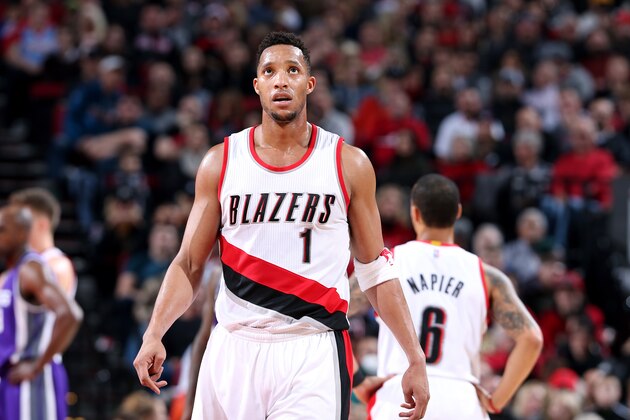 PORTLAND, OR - DECEMBER 28: Evan Turner #1 of the Portland Trail Blazers looks on during the game against the Sacramento Kings on December 28, 2016 at the Moda Center in Portland, Oregon. NOTE TO USER: User expressly acknowledges and agrees that, by downloading and or using this Photograph, user is consenting to the terms and conditions of the Getty Images License Agreement. Mandatory Copyright Notice: Copyright 2016 NBAE (Photo by Sam Forencich/NBAE via Getty Images)