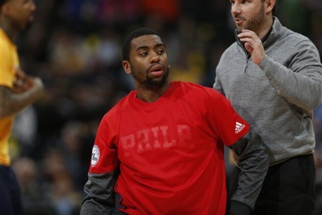 Philadelphia 76ers forward Hollis Thompson (31) in the first half of an NBA basketball game Friday, Dec. 30, 2016, in Denver. (AP Photo/David Zalubowski)