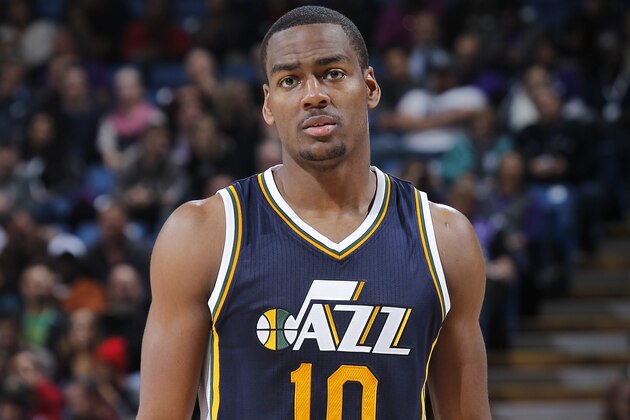 SACRAMENTO, CA - DECEMBER 8: Alec Burks #10 of the Utah Jazz looks on during the game against the Sacramento Kings on December 8, 2015 at Sleep Train Arena in Sacramento, California. NOTE TO USER: User expressly acknowledges and agrees that, by downloading and or using this photograph, User is consenting to the terms and conditions of the Getty Images Agreement. Mandatory Copyright Notice: Copyright 2015 NBAE (Photo by Rocky Widner/NBAE via Getty Images)