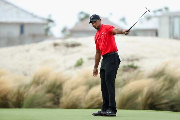 NASSAU, BAHAMAS - DECEMBER 04:  Tiger Woods of the United States reacts to a missed putt on the third hole during the final round of the Hero World Challenge at Albany, The Bahamas on December 4, 2016 in Nassau, Bahamas.  (Photo by Christian Petersen/Getty Images)