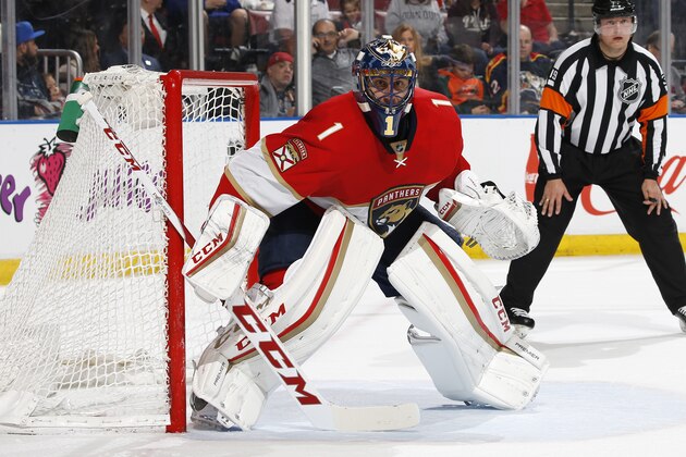 SUNRISE, FL - DECEMBER 28: Goaltender Roberto Luongo #1 of the Florida Panthers defends the net against the Toronto Maple Leafs at the BB&T Center on December 28, 2016 in Sunrise, Florida. The MapleLeafs defeated the Panthers 3-2 in a shoot out. (Photo by Joel Auerbach/Getty Images)