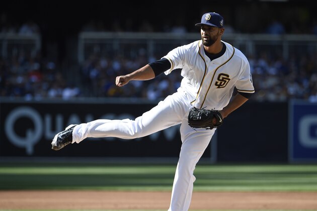 SAN DIEGO, CALIFORNIA - APRIL 04:  Tyson Ross #38 of the San Diego Padres pitches during the first inning of a baseball game against the Los Angeles Dodgers on opening day at PETCO Park on April 4, 2016 in San Diego, California.  (Photo by Denis Poroy/Getty Images)