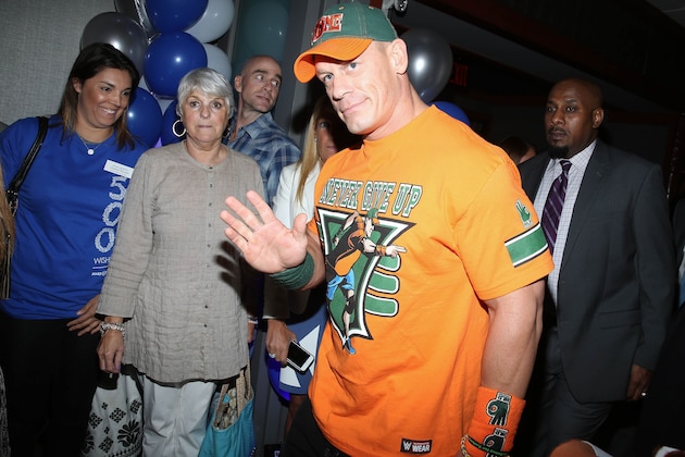 NEW YORK, NY - AUGUST 21:  WWE superstar wrestler John Cena attends the Make-A-Wish celebration event for John Cena's 500th Wish Granting Milestone at Dave & Buster's Time Square on August 21, 2015 in New York City.  (Photo by Rob Kim/Getty Images)