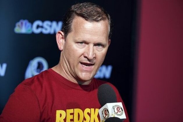 Washington Redskins defensive coordinator Joe Barry speaks during a media availability at the team's NFL football training facility at Redskins Park, Wednesday, June 1, 2016 in Ashburn, Va. (AP Photo/Alex Brandon)