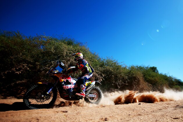 UNSPECIFIED, ARGENTINA - JANUARY 03:  Matthias Walkner of Austria and Red Bull KTM rides a 450 Rally Replica KTM bike in the Elite ASO during stage two of the 2017 Dakar Rally between Resistencia and San Miguel de Tucuman on January 3, 2017 at an unspecified location in Argentina.  (Photo by Dan Istitene/Getty Images)