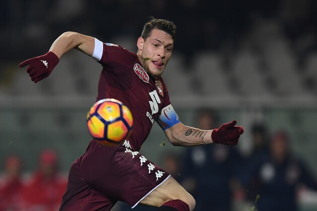 TURIN, ITALY - DECEMBER 22:  Andrea Belotti of FC Torino in action during the Serie A match between FC Torino and Genoa CFC at Stadio Olimpico di Torino on December 22, 2016 in Turin, Italy.  (Photo by Valerio Pennicino/Getty Images)