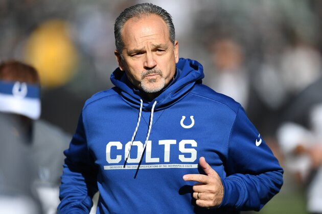 OAKLAND, CA - DECEMBER 24:  Head coach Chuck Pagano of the Indianapolis Colts stands on the field during warmups prior to their NFL game against the Oakland Raiders at Oakland Alameda Coliseum on December 24, 2016 in Oakland, California.  (Photo by Thearon W. Henderson/Getty Images)