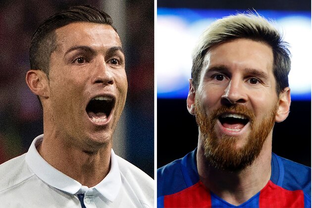 (COMBO) This combination of pictures created on December 2, 2016 in Paris shows the  three nominees for The Best FIFA Mens Player Award, (LtoR) Real Madrid's Portuguese forward Cristiano Ronaldo celebrating after scoring during the Spanish league football match Club Atletico de Madrid vs Real Madrid CF in Madrid, on November 19, 2016, Barcelona's Argentinian forward Lionel Messi celebrating during the UEFA Champions League football match FC Barcelona vs Manchester City in Barcelona on October 19, 2016, and France's forward Antoine Griezmann celebrating after scoring during the FIFA World Cup 2018 qualifying football match France vs Bulgaria in Saint-Denis on October 7, 2016. 
Fifa announced on December 2, 2016 that Real Madrid's Portuguese forward Cristiano Ronaldo, Atletico Madrid's French forward Antoine Griezmann and Argentinian forward Lionel Messi are the final nominees for The Best FIFA Men's Player Award. / AFP        (Photo credit should read PAU BARRENA,MIGUEL MEDINA,CURTO DE LA TORRE/AFP/Getty Image