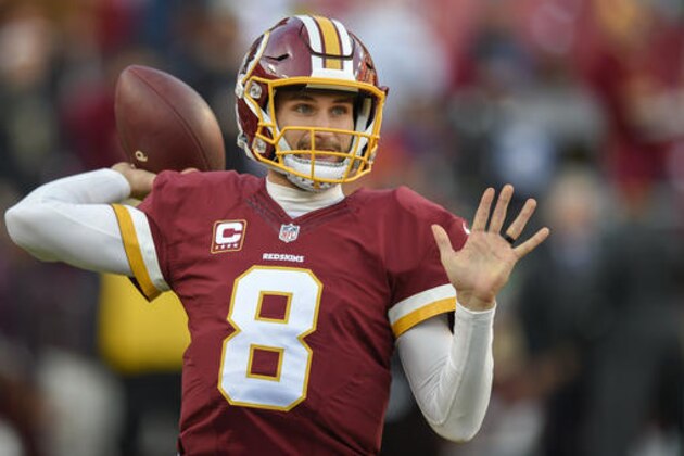 Washington Redskins quarterback Kirk Cousins (8) warms up before an NFL football game against the New York Giants in Landover, Md., Sunday, Jan. 1, 2017. (AP Photo/Nick Wass)