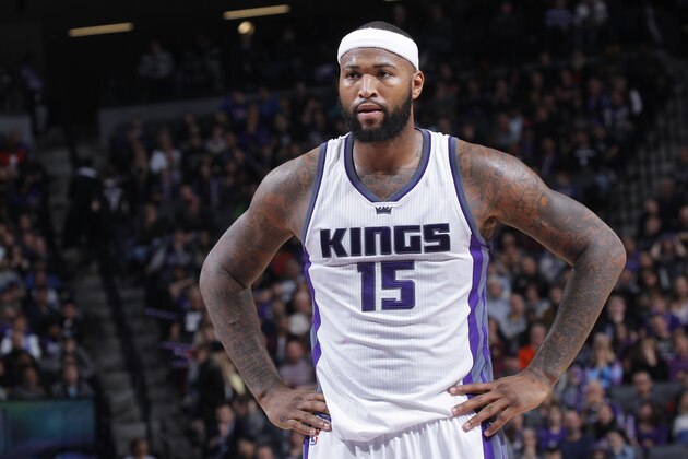 SACRAMENTO, CA - DECEMBER 26: DeMarcus Cousins #15 of the Sacramento Kings looks on during the game against the Philadelphia 76ers on December 26, 2016 at Golden 1 Center in Sacramento, California. NOTE TO USER: User expressly acknowledges and agrees that, by downloading and or using this photograph, User is consenting to the terms and conditions of the Getty Images Agreement. Mandatory Copyright Notice: Copyright 2016 NBAE (Photo by Rocky Widner/NBAE via Getty Images)