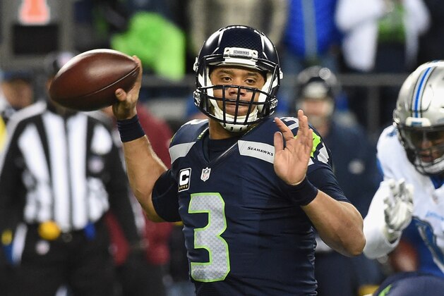 SEATTLE, WA - JANUARY 07: Russell Wilson #3 of the Seattle Seahawks looks to pass the ball during the first half against the Detroit Lions in the NFC Wild Card game at CenturyLink Field on January 7, 2017 in Seattle, Washington. (Photo by Steve Dykes/Getty Images) SEATTLE, WA - JANUARY 07: Russell Wilson #3 of the Seattle Seahawks looks to pass the ball during the first half against the Detroit Lions in the NFC Wild Card game at CenturyLink Field on January 7, 2017 in Seattle, Washington. (Photo by Steve Dykes/Getty Images)