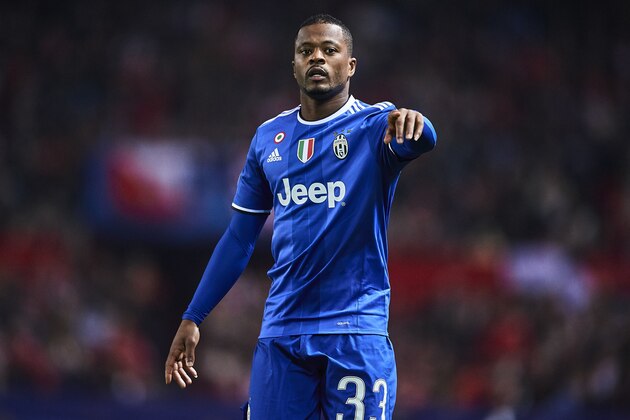 SEVILLE, SPAIN - NOVEMBER 22:  Patrice Evra of Juventus looks on during the UEFA Champions League match between Sevilla FC and Juventus at Estadio Ramon Sanchez Pizjuan on November 22, 2016 in Seville, Spain.  (Photo by Aitor Alcalde/Getty Images)
