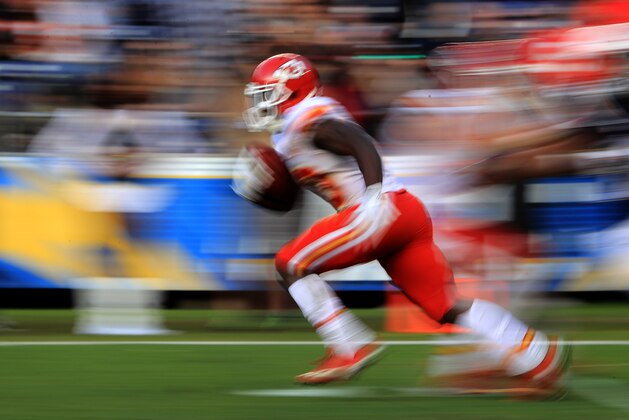 SAN DIEGO, CA - JANUARY 01:  Tyreek Hill #10 of the Kansas City Chiefs runs back a punt for 95 yards against the San Diego Chargers during the second half of a game at Qualcomm Stadium on January 1, 2017 in San Diego, California.  (Photo by Sean M. Haffey/Getty Images)