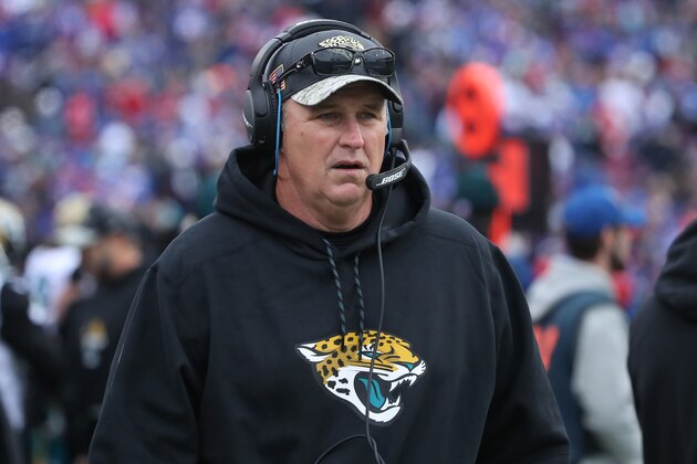 ORCHARD PARK, NY - NOVEMBER 27: Assistant head coach Doug Marrone of the Jacksonville Jaguars on the sideline during NFL game action against the Buffalo Bills at New Era Field on November 27, 2016 in Orchard Park, New York. (Photo by Tom Szczerbowski/Getty Images)