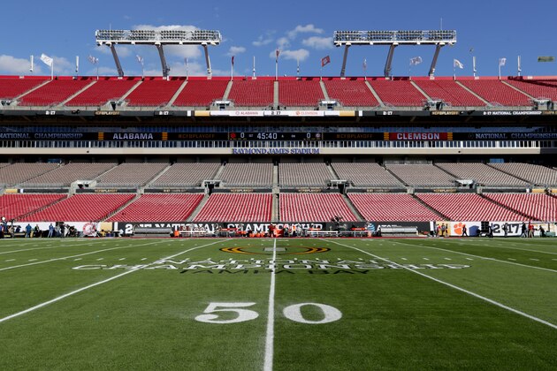 TAMPA, FL - JANUARY 09:  A general view before the 2017 College Football Playoff National Championship Game between the Alabama Crimson Tide and the Clemson Tigers at Raymond James Stadium on January 9, 2017 in Tampa, Florida.  (Photo by Streeter Lecka/Getty Images)