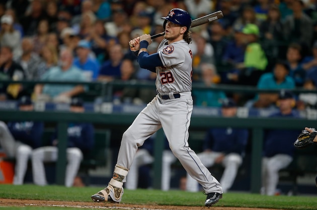 SEATTLE, WA - SEPTEMBER 16:  Colby Rasmus #28 of the Houston Astros bats against the Seattle Mariners at Safeco Field on September 16, 2016 in Seattle, Washington.  (Photo by Otto Greule Jr/Getty Images)