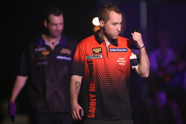 FRIMLEY, ENGLAND - JANUARY 10: Danny Noppert of The Netherlands walks on for his first round match against David Cameron on day four of the BDO Lakeside World Professional Darts Championships on January 10, 2017 in Frimley, England. (Photo by Bryn Lennon/Getty Images) FRIMLEY, ENGLAND - JANUARY 10: Danny Noppert of The Netherlands walks on for his first round match against David Cameron on day four of the BDO Lakeside World Professional Darts Championships on January 10, 2017 in Frimley, England. (Photo by Bryn Lennon/Getty Images)