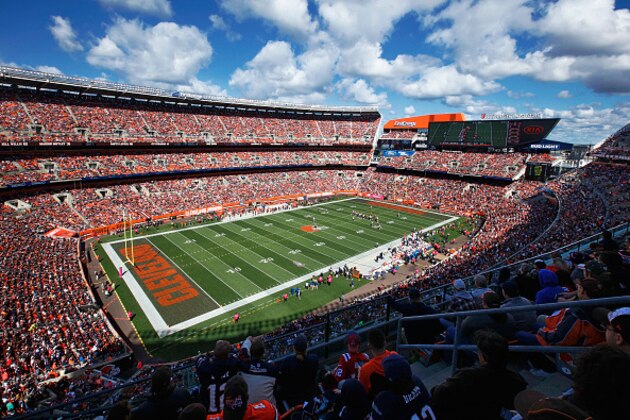 CLEVELAND, OH - OCTOBER 09: General view from the upper level during the game between the New England Patriots and Cleveland Browns at FirstEnergy Stadium on October 9, 2016 in Cleveland, Ohio. The Patriots defeated the Browns 33-13. (Photo by Joe Robbins/Getty Images) *** Local Caption ***
