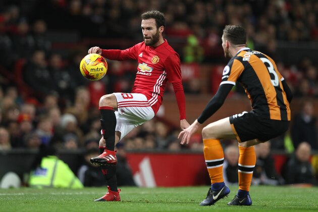 MANCHESTER, ENGLAND - JANUARY 10: Andrew Robertson of Hull City competes with Juan Mata of Manchester United during the EFL Cup Semi-Final first leg match between Manchester United and Hull City at Old Trafford on January 10, 2017 in Manchester, England. (Photo by Matthew Ashton - AMA/Getty Images) MANCHESTER, ENGLAND - JANUARY 10: Andrew Robertson of Hull City competes with Juan Mata of Manchester United during the EFL Cup Semi-Final first leg match between Manchester United and Hull City at Old Trafford on January 10, 2017 in Manchester, England. (Photo by Matthew Ashton - AMA/Getty Images)