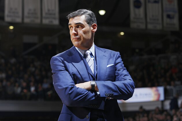 INDIANAPOLIS, IN - JANUARY 04: Head coach Jay Wright of the Villanova Wildcats looks on during the game against the Butler Bulldogs at Hinkle Fieldhouse on January 4, 2017 in Indianapolis, Indiana. Butler defeated Villanova 66-58. (Photo by Joe Robbins/Getty Images)