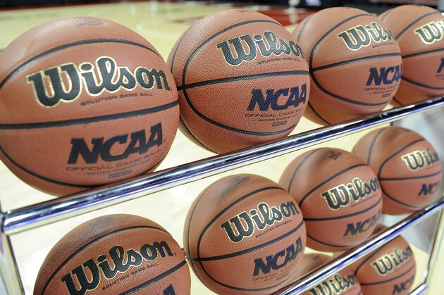 COLLEGE PARK, MD - MARCH 25:  A rack of basketballs on the court before the game between the Maryland Terrapins and the Texas Longhorns during the Second Round of the NCAA women's basketball tournament at the Comcast Center on March 25, 2014 in College Park, Maryland. (Photo by G Fiume/Maryland Terrapins/Getty Images)