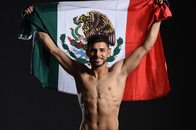 LAS VEGAS, NV - APRIL 23:  Yair Rodriguez of Mexico poses for a portrait backstage during the UFC 197 event inside MGM Grand Garden Arena on April 23, 2016 in Las Vegas, Nevada.  (Photo by Mike Roach/Zuffa LLC/Zuffa LLC via Getty Images)