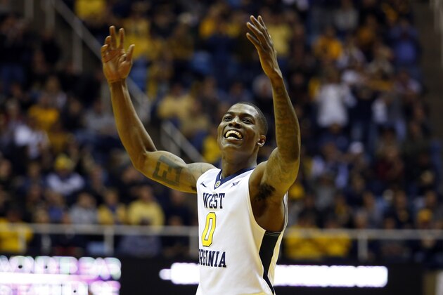 MORGANTOWN, WV - JANUARY 10: Teyvon Myers #0 of the West Virginia Mountaineers reacts after hitting a three pointer against the Baylor Bears at the WVU Coliseum on January 10, 2017 in Morgantown, West Virginia. (Photo by Justin K. Aller/Getty Images) MORGANTOWN, WV - JANUARY 10: Teyvon Myers #0 of the West Virginia Mountaineers reacts after hitting a three pointer against the Baylor Bears at the WVU Coliseum on January 10, 2017 in Morgantown, West Virginia. (Photo by Justin K. Aller/Getty Images)