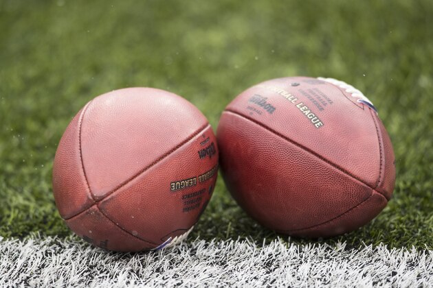 ORCHARD PARK, NY - DECEMBER 11:  Two Wilson brand footballs on the field before the game between the Buffalo Bills and the Pittsburgh Steelers on December 11, 2016 at New Era Field in Orchard Park, New York. Pittsburgh defeats Buffalo 27-20.  (Photo by Brett Carlsen/Getty Images) *** Local Caption ***