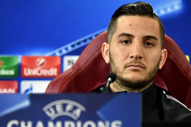 AS Roma's Greek defender Kostas Manolas attends a press conference on February 16, 2016 at Roma's training camp in Trigoria , in the outskirts of Rome, on the eve of the round of sixteen UEFA Champions League football match As Roma vs Real Madrid.  / AFP / ALBERTO PIZZOLI        (Photo credit should read ALBERTO PIZZOLI/AFP/Getty Images)