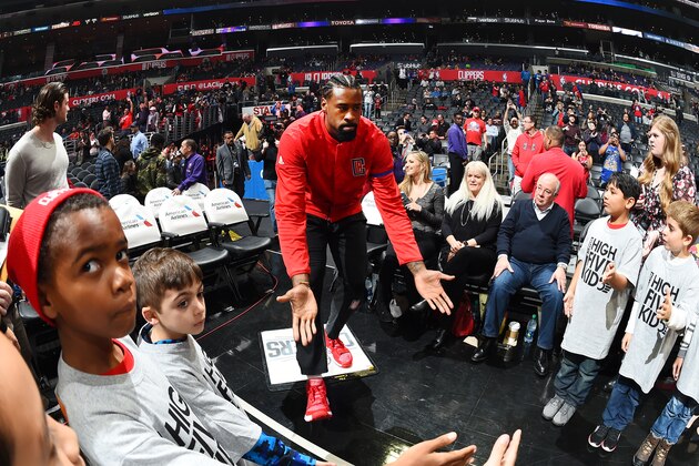 LOS ANGELES, CA - JANUARY 11:  DeAndre Jordan #6 of the LA Clippers is introduced before the game against the Orlando Magic on January 11, 2017 at STAPLES Center in Los Angeles, California. NOTE TO USER: User expressly acknowledges and agrees that, by downloading and/or using this Photograph, user is consenting to the terms and conditions of the Getty Images License Agreement. Mandatory Copyright Notice: Copyright 2017 NBAE (Photo by Andrew D. Bernstein/NBAE via Getty Images)