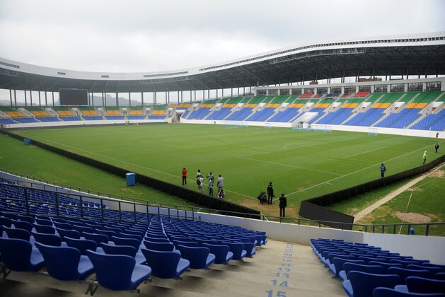 A photo taken on January 9, 2017 shows an interior view of Stade d'Oyem in Oyem, Gabon, during the inauguration ahead of the Africa Cup of Nations football tournament.
While the final touches are being put on the four stadiums due to host matches in the January 14-February 5 tournament, the small central African state remains in the midst of a social and political crisis. / AFP / Steve JORDAN        (Photo credit should read STEVE JORDAN/AFP/Getty Images)