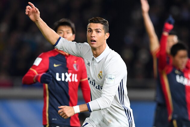 YOKOHAMA, JAPAN - DECEMBER 18:  Cristiano Ronaldo of Real Madrid looks on during the FIFA Club World Cup final match between Real Madrid and Kashima Antlers at International Stadium Yokohama on December 18, 2016 in Yokohama, Japan.  (Photo by Masterpress/Getty Images)