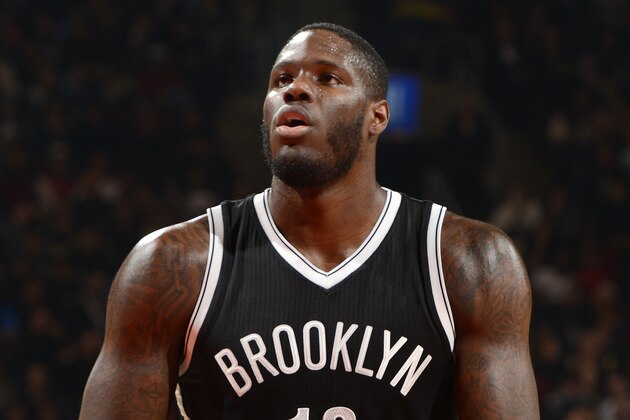 TORONTO, CANADA - DECEMBER 20: Anthony Bennett #13 of the Brooklyn Nets shoots a free throw against the Toronto Raptors on December 20, 2016 at the Air Canada Centre in Toronto, Ontario, Canada. NOTE TO USER: User expressly acknowledges and agrees that, by downloading and or using this Photograph, user is consenting to the terms and conditions of the Getty Images License Agreement. Mandatory Copyright Notice: Copyright 2016 NBAE (Photo by Ron Turenne/NBAE via Getty Images)