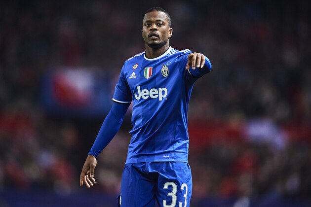 SEVILLE, SPAIN - NOVEMBER 22:  Patrice Evra of Juventus looks on during the UEFA Champions League match between Sevilla FC and Juventus at Estadio Ramon Sanchez Pizjuan on November 22, 2016 in Seville, Spain.  (Photo by Aitor Alcalde/Getty Images)