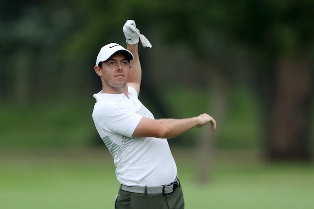 JOHANNESBURG, SOUTH AFRICA - JANUARY 13:  Rory McIlroy of Northern Ireland plays his second shot on the18th hole during the second round of the 2017 BMW South African Open Championship at Glendower Golf Club on January 13, 2017 in Johannesburg, South Africa.  (Photo by David Cannon/Getty Images)
