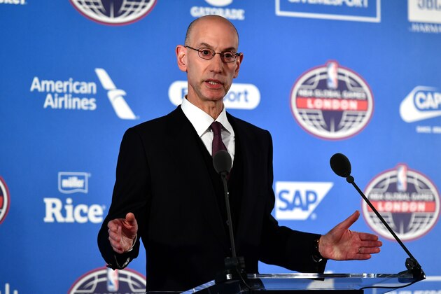 LONDON, ENGLAND - JANUARY 12:  NBA commissioner, Adam Silver speaks during a press conference prior to the NBA match between Indiana Pacers and Denver Nuggets at the O2 Arena on January 12, 2017 in London, England.  (Photo by Dan Mullan/Getty Images)