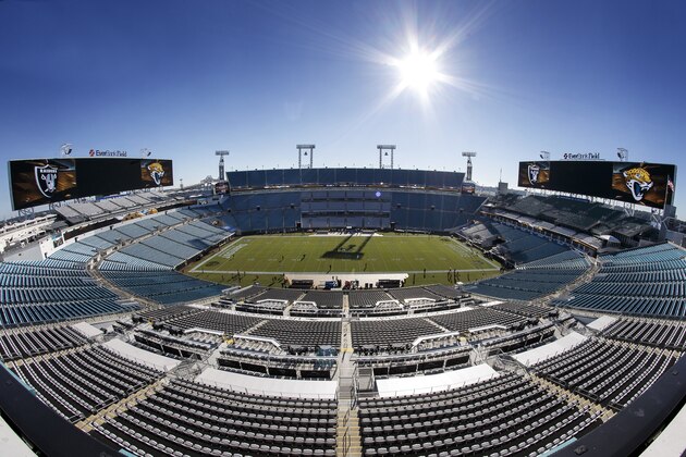 JACKSONVILLE, FL - OCTOBER 23: A wide view of EverBank Field from midfield before the game between the Jacksonville Jaguars and Oakland Raiders on October 23, 2016 in Jacksonville, Florida. (Photo by Don Juan Moore/Getty Images)