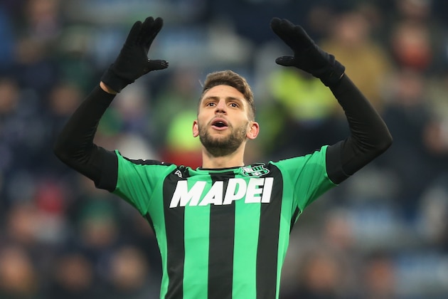 REGGIO NELL'EMILIA, ITALY - JANUARY 08:  Domenico Berardi of Sassuolo during the Serie A match between US Sassuolo and FC Torino at Mapei Stadium - Citta' del Tricolore on January 8, 2017 in Reggio nell'Emilia, Italy.  (Photo by Maurizio Lagana/Getty Images)