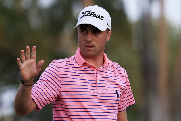 HONOLULU, HI - JANUARY 14:  Justin Thomas of the United States reacts on the 18th green during the third round of the Sony Open In Hawaii at Waialae Country Club on January 14, 2017 in Honolulu, Hawaii.  (Photo by Sam Greenwood/Getty Images)