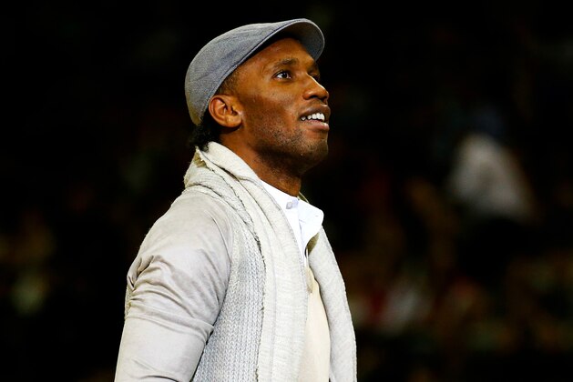 LONDON, ENGLAND - JANUARY 14: Former Chelsea footballer Didier Drogba in action on court during a break in the 2016 NBA Global Games London match between Toronto Raptors and Orlando Magic at The O2 Arena on January 14, 2016 in London, England. (Photo by Clive Rose/Getty Images) LONDON, ENGLAND - JANUARY 14: Former Chelsea footballer Didier Drogba in action on court during a break in the 2016 NBA Global Games London match between Toronto Raptors and Orlando Magic at The O2 Arena on January 14, 2016 in London, England. (Photo by Clive Rose/Getty Images)