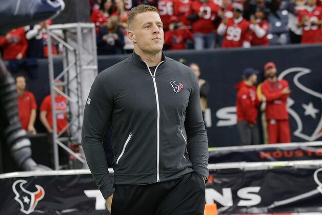HOUSTON, TX - DECEMBER 18:  J.J. Watt #99 of the Houston Texans walks onto the field prior to the start of the game against the Jacksonville Jaguars at NRG Stadium on December 18, 2016 in Houston, Texas.  (Photo by Bob Levey/Getty Images)