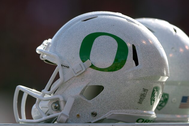 SALT LAKE CITY, UT - NOVEMBER 19: Isolated view of Oregon Ducks helmets on the sideline during the Ducks game against the Utah Utes at Rice-Eccles Stadium on November 19, 2016 in Salt Lake City, Utah. (Photo by Gene Sweeney Jr/Getty Images)