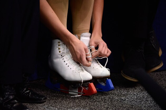 ST PAUL, MN - JANUARY 23: Polina Edmunds takes of her skates after competing in the Ladies' Free Skate at the 2016 Prudential U.S. Figure Skating Championship on January 23, 2016 at Xcel Energy Center in St Paul, Minnesota. (Photo by Hannah Foslien/Getty Images)