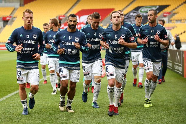 WELLINGTON, NEW ZEALAND - JANUARY 17: L to R, Oliver Bozanic, Fahid Ben Khalfallah, Nick Ansell, Leigh Broxham and Carl Valeri of Melbourne Victory leave the field after warming up during the round seven A-League match between the Wellington Phoenix and the Melbourne Victory at Westpac Stadium on January 17, 2017 in Wellington, New Zealand. (Photo by Hagen Hopkins/Getty Images) WELLINGTON, NEW ZEALAND - JANUARY 17: L to R, Oliver Bozanic, Fahid Ben Khalfallah, Nick Ansell, Leigh Broxham and Carl Valeri of Melbourne Victory leave the field after warming up during the round seven A-League match between the Wellington Phoenix and the Melbourne Victory at Westpac Stadium on January 17, 2017 in Wellington, New Zealand. (Photo by Hagen Hopkins/Getty Images)