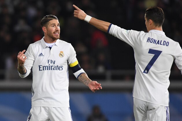 YOKOHAMA, JAPAN - DECEMBER 18:  Sergio Ramos of Real Madrid looks on during the FIFA Club World Cup Final match between Real Madrid and Kashima Antlers at International Stadium Yokohama on December 18, 2016 in Yokohama, Japan.  (Photo by Masashi Hara/Getty Images)